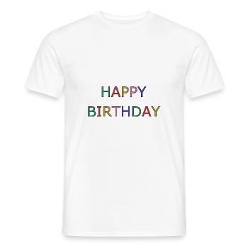 HAPPY BIRTHDAY - T-shirt homme - blanc - Devant - AI Model Male 178 dark (178cm)