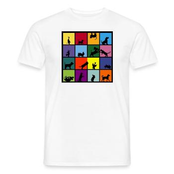 dog, cat, duck, hare 2 - Men's T-Shirt - white - Front - AI Model Male 178 dark (178cm)