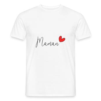 MAMAN. FÊTE DES MÈRES. BONNE FÊTE MAMAN. JE T'AIME - T-shirt homme - blanc - Devant - AI Model Male 178 dark (178cm)