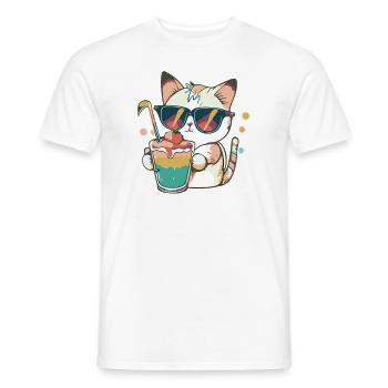 The Casual Cat - Men's T-Shirt - white - Front - AI Model Male 178 dark (178cm)