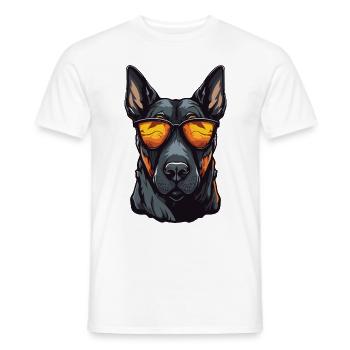 Doberman Hund Hipster Cool Party - Männer T-Shirt - Weiß - Vorne - AI Model Male 178 dark (178cm)