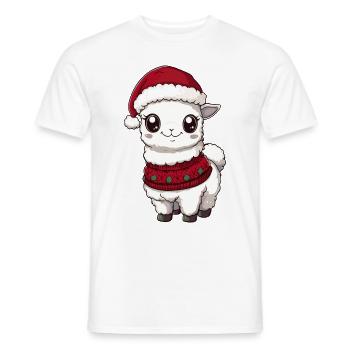 Alpaca Llama Christmas Comic - Men's T-Shirt - white - Front - AI Model Male 178 dark (178cm)