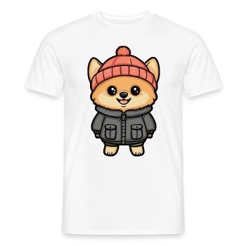 Zwergspitz Hund Winter Pomeranian - Männer T-Shirt - Weiß - Vorne - AI Model Male 178 dark (178cm)