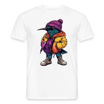 Colibri Oiseau Drôle d’hiver - T-shirt homme - blanc - Devant - AI Model Male 178 dark (178cm)