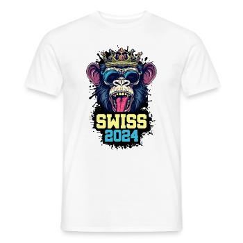 Suisse 2024 Monkey Swiss - T-shirt homme - blanc - Devant - AI Model Male 178 dark (178cm)