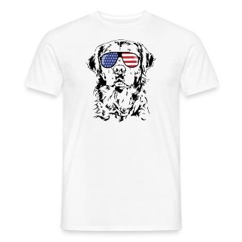 GOLDEN RETRIEVER America Flag Dogs Wilsigns - Men's T-Shirt - white - Front - AI Model Male 178 dark (178cm)