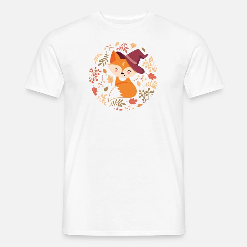 Fuchs mit Herbstmuster - Männer T-Shirt - Weiß