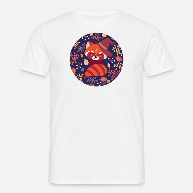 red panda with autumn pattern - Men's T-Shirt - white