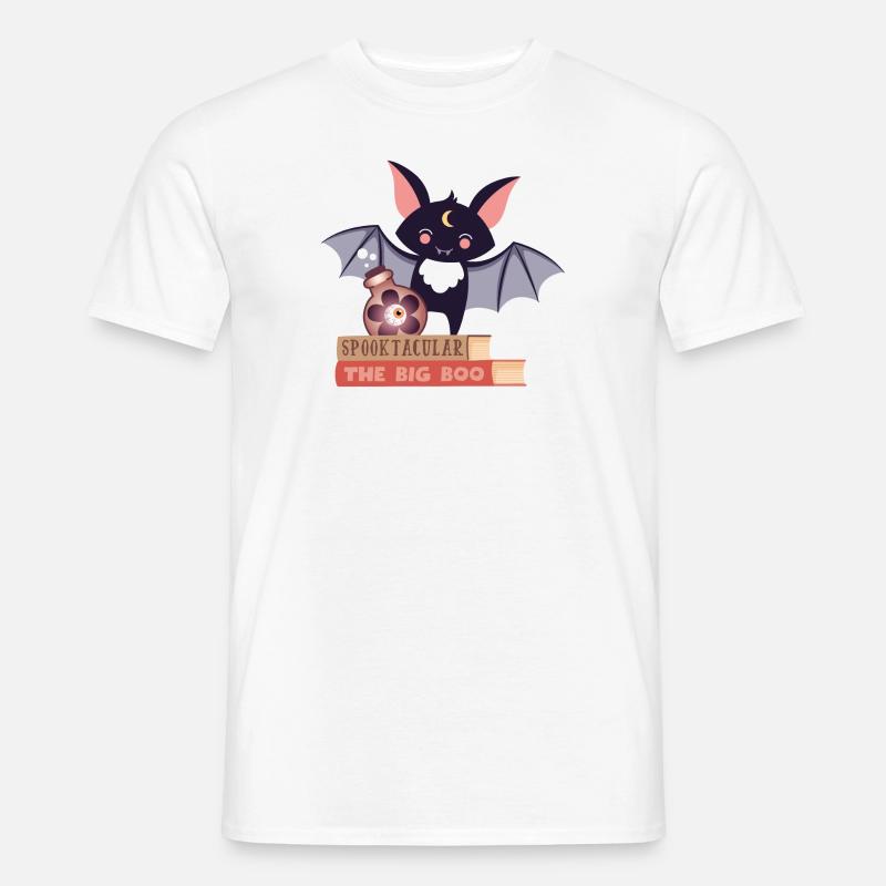 Fledermaus auf Bücherstapel - Männer T-Shirt - Weiß