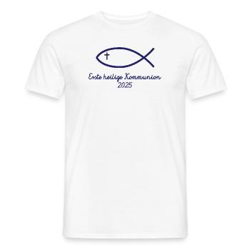 Erste Heilige Kommunion 2025 Fisch Erstkommunion - Männer T-Shirt - Weiß - Vorne - AI Model Male 178 dark (178cm)