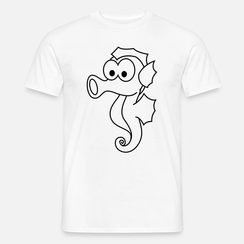 Seepferdchen Comic Tier - Männer T-Shirt - Weiß