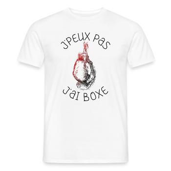 J'Peux Pas J'ai Boxe Humour Cadeau | Boxe Boxeuse - T-shirt homme - blanc - Devant - AI Model Male 178 dark (178cm)