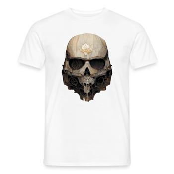 Crâne en bois - T-shirt homme - blanc - Devant - AI Model Male 178 dark (178cm)