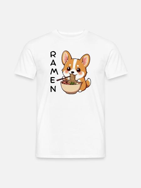 Ramen Corgi - T-shirt homme - blanc