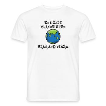 The only planet with Wi-Fi and pizza - Men's T-Shirt - white - Front - AI Model Male 178 dark (178cm)