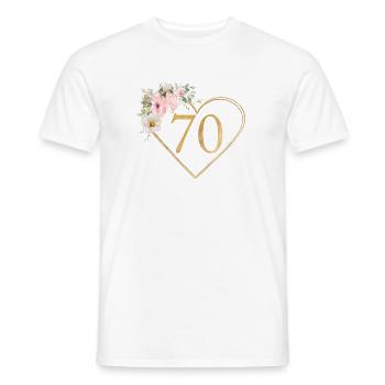 Zahl 70, Herz-Blumen-Design, personalisierbar - Männer T-Shirt - Weiß - Vorne - AI Model Male 178 dark (178cm)