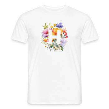 H Monogram, Colorful Bouquet - Men's T-Shirt - white - Front - AI Model Male 178 dark (178cm)