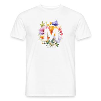 M Monogramm , bunter Blumenstrauss - Männer T-Shirt - Weiß - Vorne - AI Model Male 178 dark (178cm)
