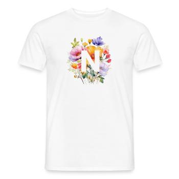 N Monogramm , bunter Blumenstrauss - Männer T-Shirt - Weiß - Vorne - AI Model Male 178 dark (178cm)