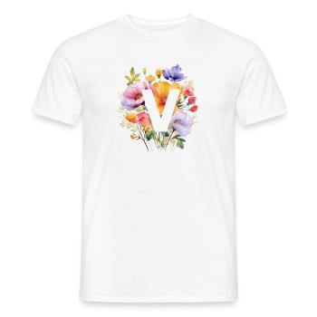 V Monogram, Colorful Bouquet - Men's T-Shirt - white - Front - AI Model Male 178 dark (178cm)
