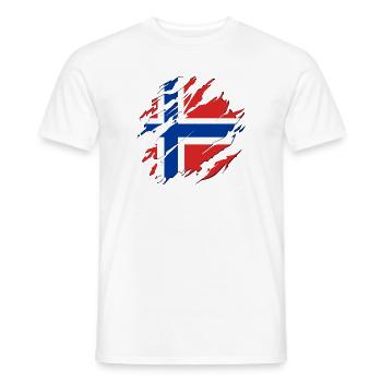 Le drapeau de la Norvège raye des fissures en Scandinavie - T-shirt homme - blanc - Devant - AI Model Male 178 dark (178cm)