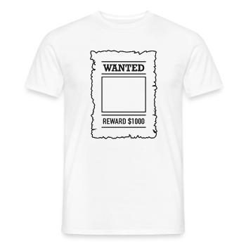 Affiche Wanted Western Far west Sheriff - T-shirt homme - blanc - Devant - AI Model Male 178 dark (178cm)