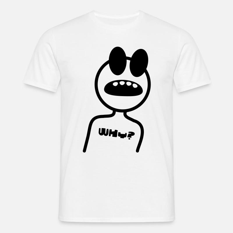 WHY - Strichmännchen - Männer T-Shirt - Weiß