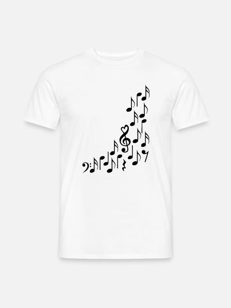 Notenschluessel mit Herz und Noten - Männer T-Shirt - Weiß