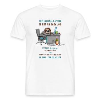Drôle de paresseux dans le bureau cool dicton - T-shirt homme - blanc - Devant - AI Model Male 178 dark (178cm)