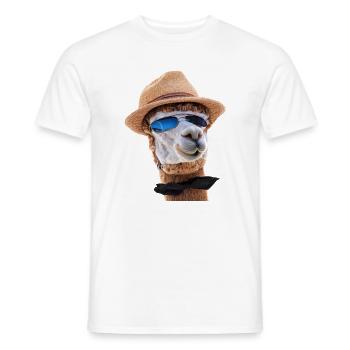 alpaca hut sonnenbrille fliege - Männer T-Shirt - Weiß - Vorne - AI Model Male 178 dark (178cm)