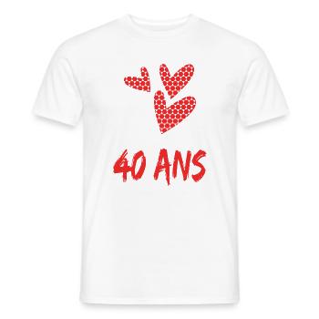 40. 40 ANS. 40e ANNIVERSAIRE. ANNIVERSAIRE 40 ANS. - T-shirt homme - blanc - Devant - AI Model Male 178 dark (178cm)