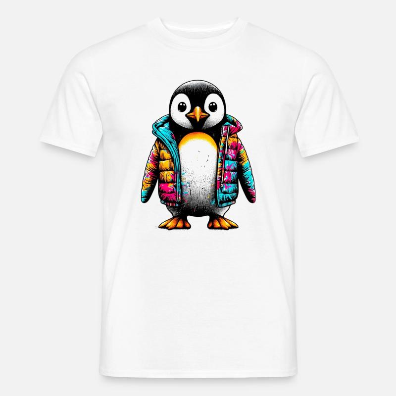 Pinguin mit Jacke Jacke - Männer T-Shirt - Weiß