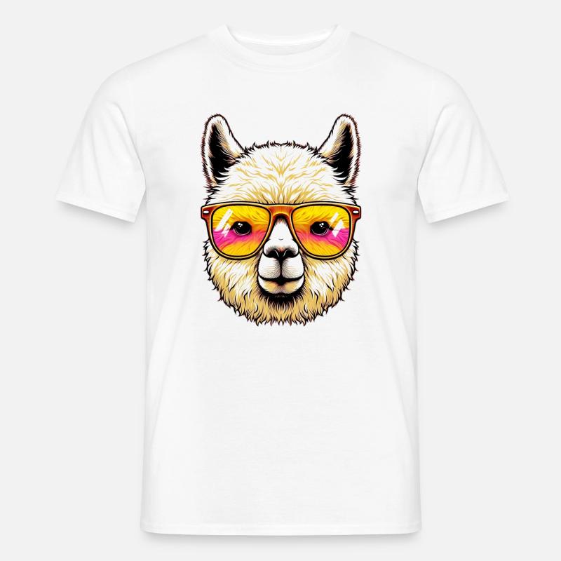 Alpaka - Männer T-Shirt - Weiß