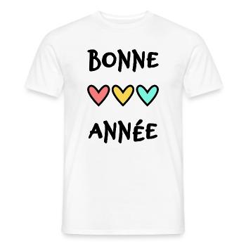 HAPPY NEW YEAR. NEW YEAR'S EVE. NEW YEAR - Men's T-Shirt - white - Front - AI Model Male 178 dark (178cm)