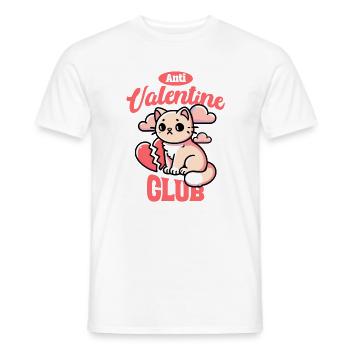 Club anti-Saint-Valentin – Funny Cat Design - T-shirt homme - blanc - Devant - AI Model Male 178 dark (178cm)
