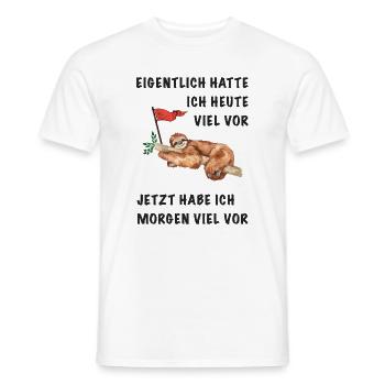 En fait, j’avais beaucoup à faire aujourd’hui. - T-shirt homme - blanc - Devant - AI Model Male 178 dark (178cm)