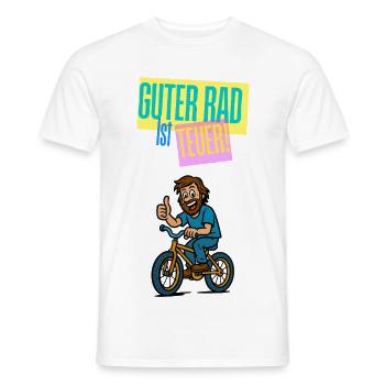 Good Wheel Expensive - Bicycle Humor Comic - Men's T-Shirt - white - Front - AI Model Male 178 dark (178cm)