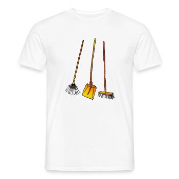 Râteau à feuilles, pelle et balai - T-shirt homme - blanc - Devant - AI Model Male 178 dark (178cm)