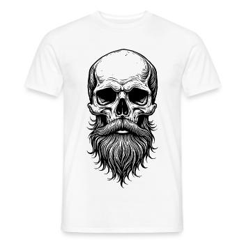 Crâne avec barbe - T-shirt homme - blanc - Devant - AI Model Male 178 dark (178cm)