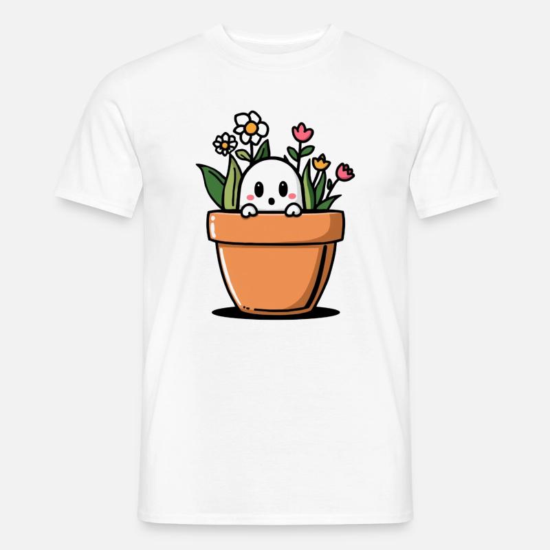 Schüchterner Geist hinter Blumentopf - Männer T-Shirt - Weiß