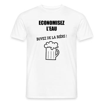 Économisez de l’eau, buvez de la bière - T-shirt homme - blanc - Devant - AI Model Male 178 dark (178cm)