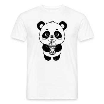 Panda mit Trinkbecher - Männer T-Shirt - Weiß - Vorne - AI Model Male 178 dark (178cm)