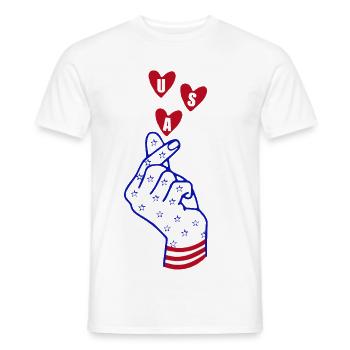 USA Love Hand – Patriotic Heart & Freedom Design - Männer T-Shirt - Weiß - Vorne - AI Model Male 178 dark (178cm)