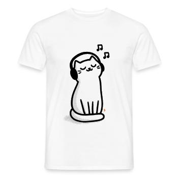 Casque pour chats Câlins Beat - T-shirt homme - blanc - Devant - AI Model Male 178 dark (178cm)