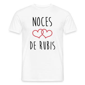 Noce de Rubis 35 ans de mariage - T-shirt homme - blanc - Devant - AI Model Male 178 dark (178cm)