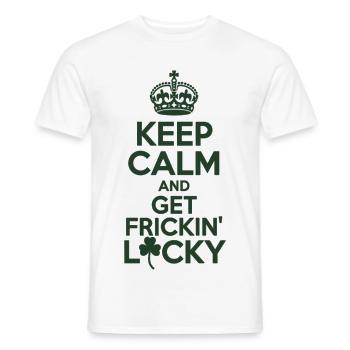 Chemise St. Patrick – Reste calme Lucky - T-shirt homme - blanc - Devant - AI Model Male 178 dark (178cm)