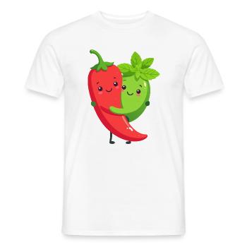 Kuschelige Chilli Minze Freunde - Männer T-Shirt - Weiß - Vorne - AI Model Male 178 dark (178cm)