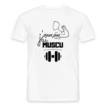 Musculation Vintage Minimal - T-shirt homme - blanc - Devant - AI Model Male 178 dark (178cm)