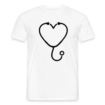 Plan de médecine cardiaque par stéthoscope - T-shirt homme - blanc - Devant - AI Model Male 178 dark (178cm)