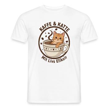 Coffee Cat in Cup: Purr Elixir - Men's T-Shirt - white - Front - AI Model Male 178 dark (178cm)